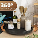 13" Lazy Susan Turntable Organizer for Table Top, Round Wooden Lazy Susan for Cabinet Kitchen Decor Centerpieces Coffee Table, Storage Condiments Spices, Bathroom Vanity Tray for Soap, Black by CozyNest Decor