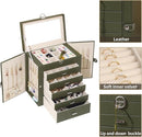 BOOVO Jewelry Box For women, 6 Layer Large Jewelry Organizer With Mirror, Multi-Function Storage Box With Lock, Accessory Holder With 5 Drawers, For Earrings Necklace Ring Bracelet (Army green) by TinyTreasures Baby Boutique