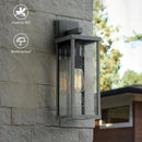 mirrea 18" Classic Outdoor Wall Sconce 1 Light in Matte Gray Rectangular Metal Frame and Clear Glass Shade Waterproof Porch Light Patio Light Pack of 2 by CozyNest Decor