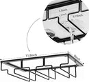 Wine Glass Rack - Under Cabinet Stemware Wine Glass Holder Glasses Storage Hanger 2 Pack Metal Organizer for Bar Kitchen Black by CozyNest Decor