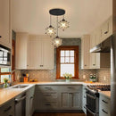 Farmhouse Glam Chandelier with Glass Star Pendants Light Fixture Elegant Ceiling Hanging Lights Included Warm Light Bulbs Black