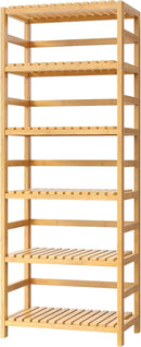 FOTOSOK 6-Tier Bamboo Shelf, Bamboo Bookcase with Adjustable Shelves, Free Standing Storage Shelf Unit, Plant Flower Stand for Kitchen, Bathroom, Home Office, Natural by CozyNest Decor