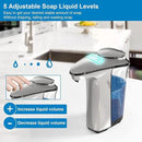 Automatic Soap Dispenser, Touchless Dish Soap Dispenser 17oz/500ml with Upgraded Infrared Sensor, 5 Adjustable Soap Dispensing Levels, Liquid Hand Dispenser for Bathroom (Silver Set) by CozyNest Decor