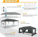 HOTEEL 10x20 Pop up Canopy with 6 Sidewalls, One Push Instant Setup Outdoor Canopy Tent with Reinforce Rod, Weight Bag, for Parties, Events, Gray by GreenHaven Gardens
