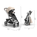 UPPAbaby Cruz V3 Stroller - from Birth + Car Seat Compatible - Full-Size, Reversible Seat - Infant Insert, Bug and Rain Shields Included - Declan (Oat Mélange/Silver Frame/Chestnut Leather) by TinyTreasures Baby Boutique