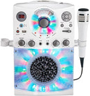 Singing Machine Portable Karaoke Machine for Adults & Kids with Wired Microphone, White - Built-In Speaker, Bluetooth with LED Disco Lights - Karaoke System with CD+G Player & USB Connectivity by TinyTreasures Baby Boutique