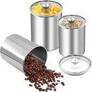 ENLOY Stainless Steel Food Storage Container Set of 3, 88/61/29 oz with Clear Glass Lids - Ideal for Coffee, Tea, Sugar, Flour Canisters by CozyNest Decor