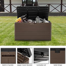 100 Gallon Plus Resin Deck Box, Waterproof Outdoor Storage Bin for Patio Furniture, Pool Accessories, and Garden Tools, Lockable & UV-Resistant, Brown by CozyNest Decor