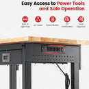 Workbench with Wheels 60 x 22 Inch Heavy Duty Rubber Wood Tabletop Work Bench with Pegboard, Drawers, Power Outlets Adjustable Height Work Table for Woodworking Shop, Home, Office by GreenHaven Gardens