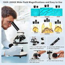 Microscope for Adults Professional:Compound Microscope for Kids 8-12,100X-2000X Kids Microscope Kit with Prepared Microscope Slides and Covers,Plant Stereo Microscopes for Kids Homeschool Lab by TinyTreasures Baby Boutique