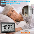 Wall Clock Atomic with Indoor Outdoor Temperature Battery Powered, Easy Reading with 10.5 Inch Large LCD Display, 330FT Range Table Wall Clock with DST, 12/24 Hour for Living Room Kitchen (Black) by CozyNest Decor