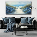 LASMOND Romantic Beach Wall Art for Living Room Blue Sea Turtle Lovers Canvas Painting Prints Ocean Sandy Romance Flowers Large Bedroom Office Decor Artwork (58x28 Inches) by CozyNest Decor