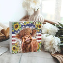 Cute Highland Cow Patriotic Baby Decor, Highland Cow Sunflower Decor, Wooden Box Decor Sign for Home Farmhouse Office Living Room Table Shelf by CozyNest Decor