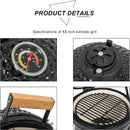 13" Round Ceramic Kamado Charcoal Grill - Heavy-Duty Black Outdoor BBQ Smoker with Heat Retention, Portable Egg Design for Grilling, Smoking, Baking & Roasting (Includes Ash Tool) by GreenHaven Gardens