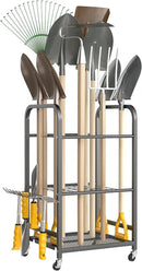 Ultrawall Garden Tool Organizer Stand, Yard Tool Storage Rack with Lockable Wheels, Garage Tool Storage for Rake, Brooms, Indoor & Outdoor Use by GreenHaven Gardens