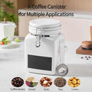 Ceramic Coffee Canister with Airtight Lid and Scoop, Large 78 Fl Oz / 2.3 L Kitchen Food Storage Container Jar for Grounds Coffee, Beans, Tea, Sugar, Flour, Cereal, Nuts, Cookie, White by CozyNest Decor