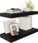 Black Floating Shelves for Wall 24 Inches Long, 12" Deep Wall Shelves 2" Thick, Heavy Duty Shelf for Bedroom, Bathroom, Living Room, Kitchen, Office, Home Decor, Modern Shelf Set of 2, 24" X 12" X 2" by CozyNest Decor