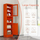 67" Tall Bathroom Storage Cabinet, Narrow Metal Floor Cabinet with Glass Door and Adjustable Shelves, Freestanding Metal Locker for Laundry, Kitchen, Dining Room by CozyNest Decor