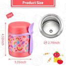 10oz Soup Thermo for Hot Food Kids,Lunch Thermo Kids Food Jar with Spoon Hot Insulated Food Containers,Leak Proof Stainless Steel Wide Mouth Lunch Food Thermo Jar for School(Pink-Rainbow) by TinyTreasures Baby Boutique