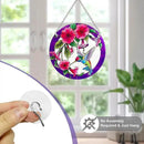 Larger Purple Stained Glass Window Hanging, Hummingbird Gifts for Women, Bird and Flowers Suncatcher, Hummingbird Gifts for Women, Bird and Flowers Suncatcher for Window, Hand Painted Glass by GreenHaven Gardens