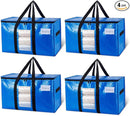 TAILI Extra Large Moving Bags, 4 Pack Blue Heavy Duty Totes For Storage with Visible Window, Wrap Around Handles, Storage Bags for Space Saving, Alternative to Moving Boxes by TinyTreasures Baby Boutique