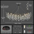 Modern Black Rectangle Crystal Tree Branch Chandelier, 55" 16-Light K9 Crystal Chandeliers for Dining Room, Rectangular Dining Room Chandelier Over Table,for High Ceiling,Kitchen by CozyNest Decor