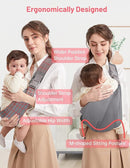 Baby Sling Carrier, Pure Cotton, Ergonomically Adjustable Baby Carrier Newborn to Toddler, Easy to Use, Portable, Ideal for 0-36 Months, Up to 33 lbs (Grey) by TinyTreasures Baby Boutique