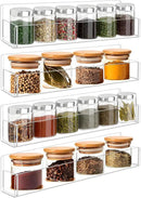 Acrylic Spice Rack Wall Mount-12 Inch, Clear Spice Shelf Storage Holder, 4 Pack Hanging Seasoning Rack Organizer for Cabinet Door, Cupboard or Wall Kitchen (Adhesive or Screw) by CozyNest Decor