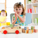 Joqutoys Wooden Building Blocks for Toddlers 1-3, Large Wood Baby Stacking Blocks Set for Kids, 30 PCS Alphabet Blocks with Toy Wagon, Educational Wooden Toys for Boys Girls Gifts 1.65" by TinyTreasures Baby Boutique