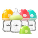 YOHKOH Natural Glass Baby Bottle with Natural Response Nipple, Newborn Anti-Colic Baby Bottles, Wide Neck Mushroom Cap Baby Bottle, Clear (Multicolour-A, 3.4oz (Pack of 4)) by TinyTreasures Baby Boutique