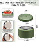 13.5oz Soup Thermo for Hot Food Kids with Buckle Lid Insulated Vacuum Food Jar Wide Mouth Leakproof Stainless Steel Lunch Container (Green) by TinyTreasures Baby Boutique