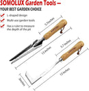 SOMOLUX Gardening Hand Weeder Tool Set, Multifunctional Garden Tools Stainless Steel with Wooden Handle for Garden Lawn Yard Planting Digging Measuring Pruning Cutting 2 Pack by GreenHaven Gardens