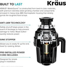 KRAUS WasteGuard 1 HP Ultra-Quiet Garbage Disposal with Quick Connect, Kitchen Sink Drain Cover, Power Cord and Flange Included, KWD100-100MBL by CozyNest Decor