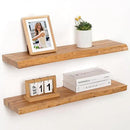RICHFOCUS Live Edge Elm Floating Shelves - 30" W x 9.3" D Rustic Solid Wood Wall Shelves with Invisible Bracket, Wall-Mounted for Living Room, Bedroom, Kitchen Storage & Display, Set of 2, Natural by CozyNest Decor