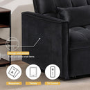 3 in 1 Convertible Sleeper Sofa Bed, Velvet Pull Out Sofas Beds with Side Pocket, 54” Adjustable Backrest Futon Sofa Bed, Love Seat Sleepers Couch for Living Room, Bedroom, Small Space, Black by CozyNest Decor