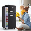 Mini Fridge Dual Door Refrigerator with Freezer, 3.5 Cu.Ft Compact Refrigerator with Handle, Adjustable Temperature & Removable Glass Shelves, for Apartment/Dorm/Office/RV, Black by CozyNest Decor