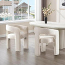 White Chenille Dining Chairs Set of 2, Modern Barrel Dining Room Chairs Upholstered Accent Chair with Arms and Round Back for Living Room Kitchen Armchair No Assembly Needed by CozyNest Decor
