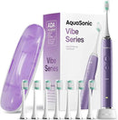 Aquasonic Vibe Series Ultra-Whitening Toothbrush – ADA Accepted Electric Toothbrush - 8 Brush Heads & Travel Case – 40,000 VPM Motor & Wireless Charging - 4 Modes w Smart Timer – Satin Violet by CozyNest Decor