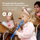Soprano Recorder for Kids Beginners, German Fingering, C Key, 3 Piece with Cleaning Rod, Bag, Fingering Chart (Crystal Blue)… by TinyTreasures Baby Boutique
