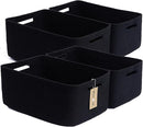 Large Storage Baskets for Organizing, Closet Shelf Baskets for Clothes Blanket Towels, Baby Nursery, Toy Bins Box, Woven Rope Baskets, 17 x 13 x 7.5”, 4 Packs Black by TinyTreasures Baby Boutique