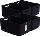 Large Storage Baskets for Organizing, Closet Shelf Baskets for Clothes Blanket Towels, Baby Nursery, Toy Bins Box, Woven Rope Baskets, 17 x 13 x 7.5”, 4 Packs Black by CozyNest Decor