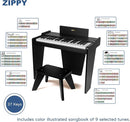 ZIPPY Kids Piano Keyboard, 37 Keys Digital Piano for Kids, Music Educational Instrument Toy, Wood Piano for 3+ Girls and Boys (Black Basic) by TinyTreasures Baby Boutique