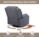Rocker Swivel Recliner Chair for Adults, Overstuffed Large Manual Recliner Glider with Massage and Heat, Comfy Soft Fabric Living Room Reclining Sofa Chair(Technical Grey) by CozyNest Decor