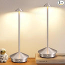 Modern Cordless Table Lamp Set of 2, Portable LED Desk Lamps, 5000mAh Rechargeable Battery Operated Lighting for Bedroom Dining Room Restaurant Coffee Shop Camping Night Light (Brushed Nickel) by CozyNest Decor