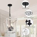 4 Light Rustic Chandelier, Farmhouse Lantern Fixture with Brushed White Oak Cage and Adjustable Chain, E12 Base Geometric Hanging Light Fixture Ceiling lighting for Entryway Kitchen Island, Indoor Use by CozyNest Decor