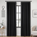 ANRODUO Back Tab Blackout Curtains for Bedroom Living Room, Rod Pocket Pinch Pleated Thermal Insulated Room Darkening Curtains 92 Inches Long 2 Panels, Black, 42 x 92 Inch by TinyTreasures Baby Boutique