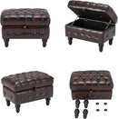 Artechworks Coffee Table Ottoman with Storage,Button Tufted PU Leather Upholstery Footstool Bed Ottoman for Living Room, Home Office, Space-Saving Storage Toy Box Stool, Brown by CozyNest Decor