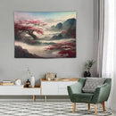 Houselerax Japanese Tapestry, Red Plum Cherry Blossom Mountain Tapestries, Asian Japanese Wall Decor, Nature Landscape Tapestries for Bedroom Living Room Decor 40"x30" by CozyNest Decor