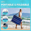 #WEJOY Folding Lounge Chair with Canopy Shade, Portable Adjustable 5-Position Patio Chaise Lounger with Pillow & Pouch for Lay Flat Outdoor Lawn Backyard Beach Camping Pool Tanning (Blue White)