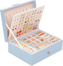 Girls Jewelry Box Earring Holder Organizer for Girls Jewelry Organizer Box Stud Earrings Organizer for Girls Womens Blue Jewelry Box for Earrings and Necklaces Rings Stud Earrings Box for Teen by TinyTreasures Baby Boutique